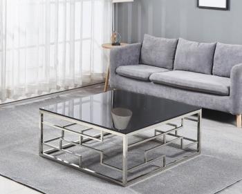salontafel met zwart glas 100 cm