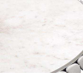 Salontafel zilver met wit marmer 66 cm