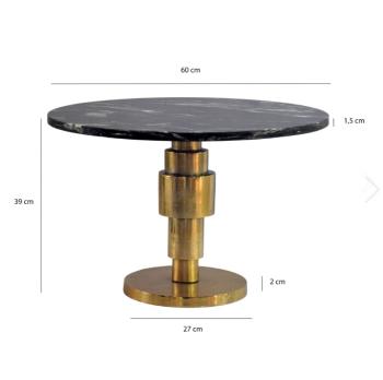 salontafel zwart marmer goud cilinder onderstel 60 cm