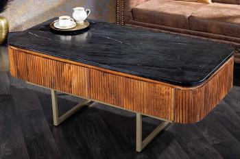 salontafel mangohout met zwart marmer 110cm