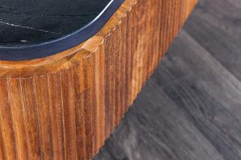 salontafel mangohout met zwart marmer 110cm