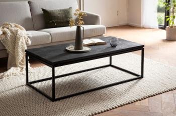 Salontafel zwart mangohout metaal 120 cm