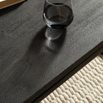 Salontafel zwart mangohout metaal 120 cm