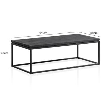 Salontafel zwart mangohout metaal 120 cm
