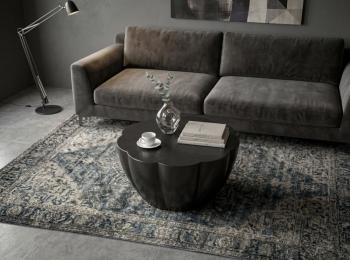 ronde salontafel bloemvorm zwart aluminium 60 cm