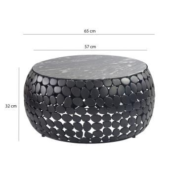 Salontafel zwart met zwart marmer 66 cm