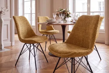scandinavische stoel kaki voor en achter aanzicht