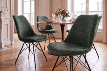 scandinavische stoel kaki voor en achter aanzicht