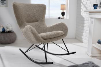 schommelstoel champagne grijs bouclé