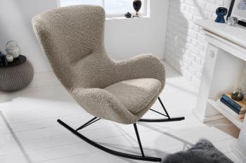 schommelstoel champagne grijs bouclé