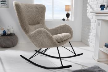 schommelstoel champagne grijs bouclé