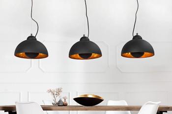industrial 3-delige hanglamp set zwart goud 110 cm