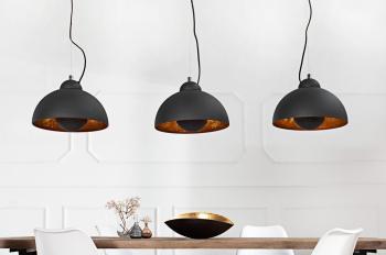 industrial 3-delige hanglamp set zwart goud 110 cm