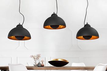 industrial 3-delige hanglamp set zwart goud 110 cm