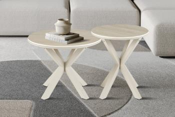 salontafel set beige keramiek 60 en 50 cm