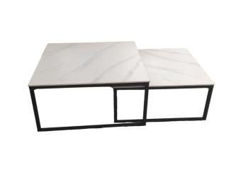 set salontafels wit keramiek 90 & 80 cm