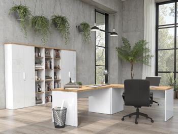 hoge kantoor kast wit hoogglans eiken cadiz 190 cm