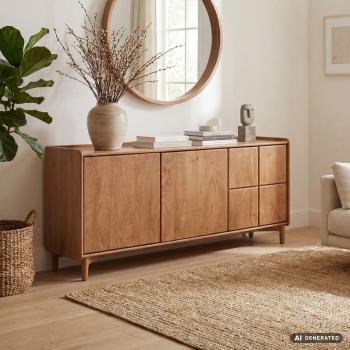 Design dressoir zwart mangohout 180 cm