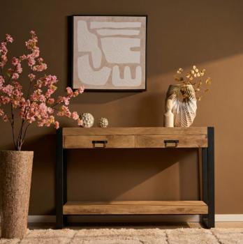 sidetable mangohout met laden 120 cm