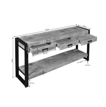 Sidetable mangohout massief met laden 150 cm