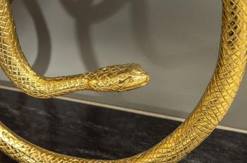 Sidetable Snake goud zwart marmer 115 cm
