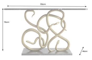 Sidetable Snake goud zwart marmer 115 cm