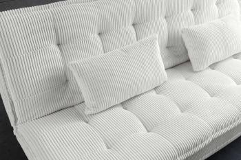 slaapbank beige cord stof 195 cm met kussens