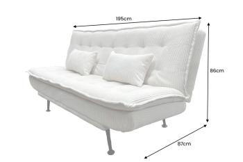 slaapbank beige cord stof 195 cm met kussens