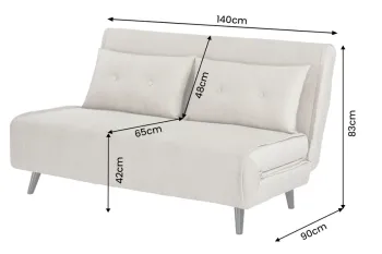 Slaapbank champagne fluweel 140 cm incl kussens