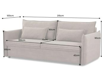 Slaapbank grijs cord stof 215 cm