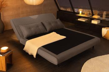 slaapbank grijs cord stof 140 cm incl. kussens