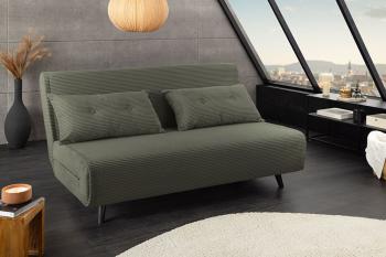 Slaapbank groen cord stof 140 cm incl. kussens