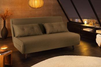 Slaapbank groen cord stof 140 cm incl. kussens