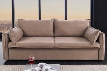 Slaapbank taupe cord stof 215 cm