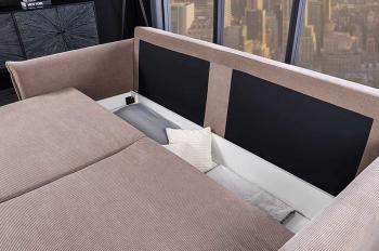 Slaapbank taupe cord stof 215 cm