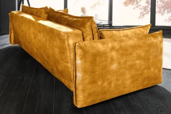 Moderne Slaapbank geel fluweel 215 cm
