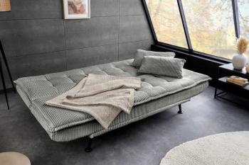 slaapbank beigegrijs cord stof 195 cm met kussens