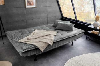 slaapbank grijs cord stof 195 cm met kussens