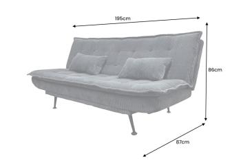 slaapbank grijs cord stof 195 cm met kussens