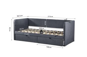 Slaapbank grijs met laden 215 cm
