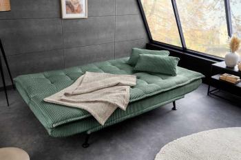 slaapbank groen cord stof 195 cm met kussens