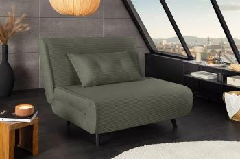 Slaapfauteuil groen cord stof 100 cm incl. kussen