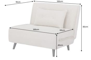 Slaapfauteuil groen cord stof 100 cm incl. kussen