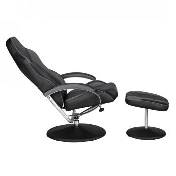 sportieve fauteuil & hocker zwart grijs