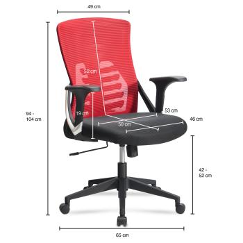 bureaustoel rood zwart mesh