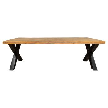 Mango eettafel 220 cm X poot vooraanzicht