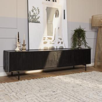 TV meubel Stripe mangohout zwart 210 cm