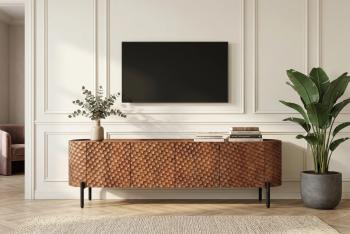 tv-meubel bruin mangohout 3D honingraat-200 cm