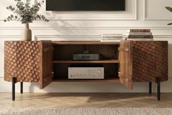 tv-meubel bruin mangohout 3D honingraat-200 cm