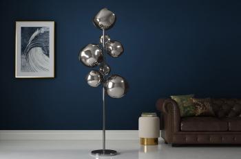 Vloerlamp grijs rookglas met 7 glasbollen 168 cm